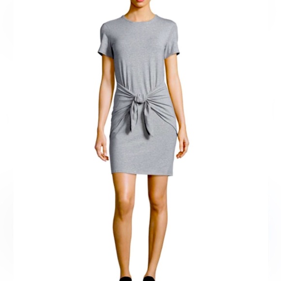 Coco and Main Dresses & Skirts - Coco and Main Tie Waist T-Shirt Dress in Heather Gray